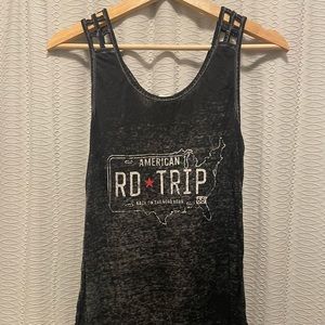 Sheer Black Tank Top America Graphic